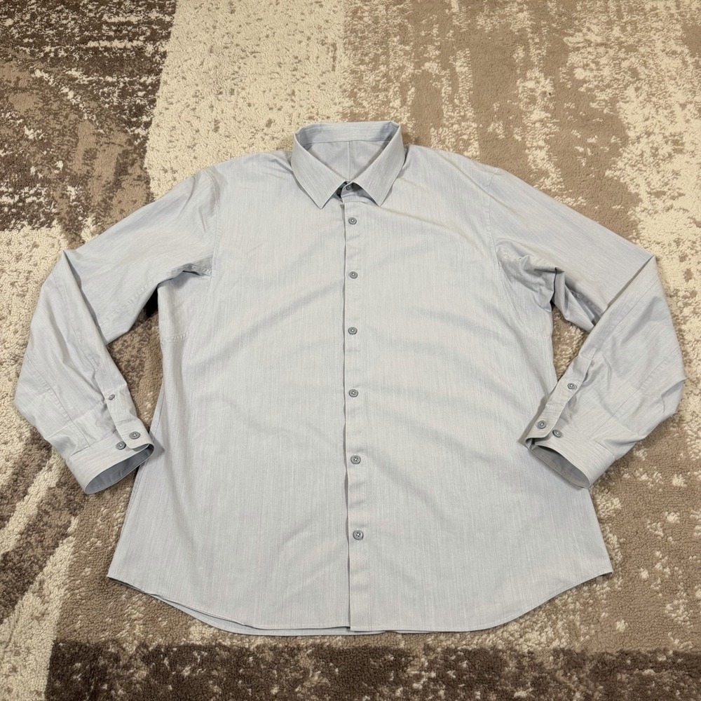 Lululemon New Venture Long Sleeve Button Down Shirt Light Blue Mens 2XL Stretch
